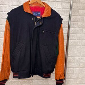Gant leather and wool bomber jacket vintage